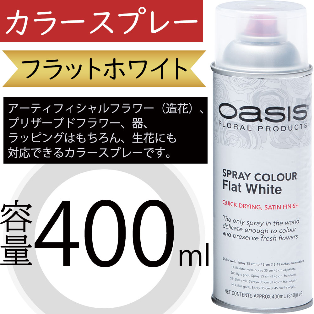 カラースプレー オアシス フラットホワイト 400ml 生花 アーティ