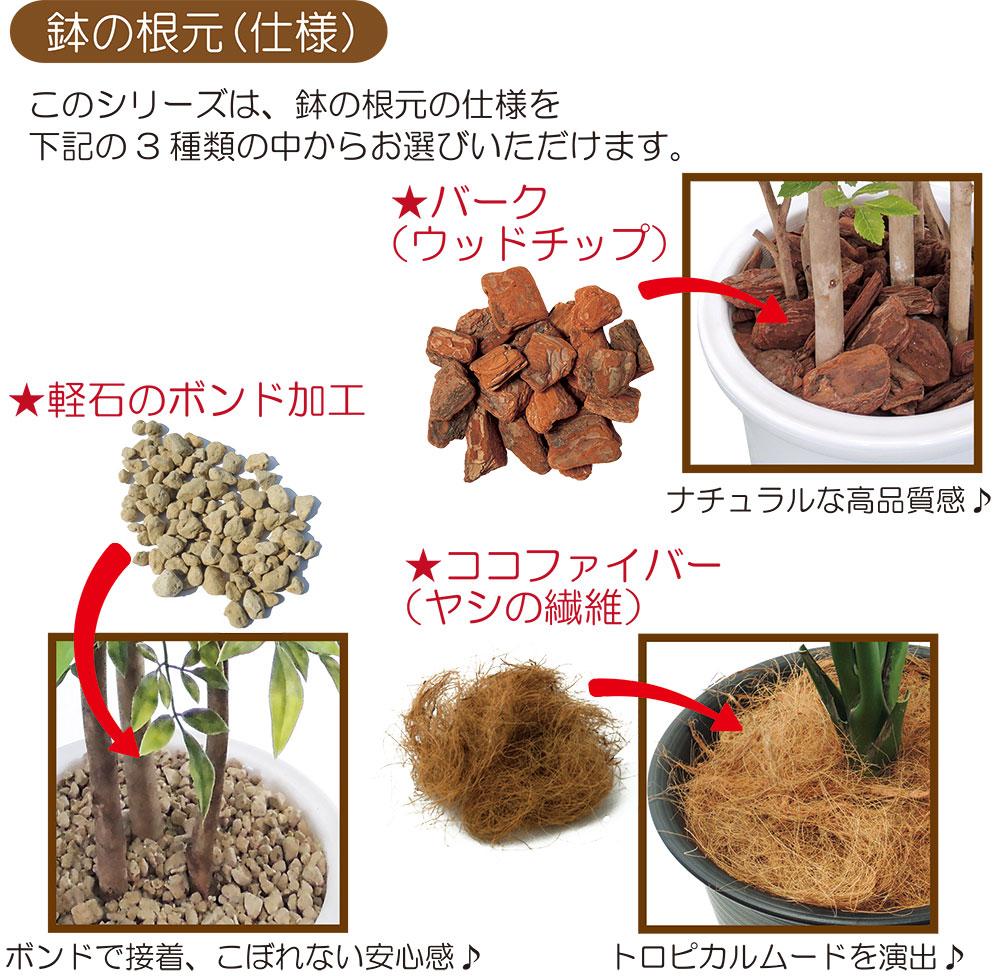 鉢の根元の加工方法をお選びください。