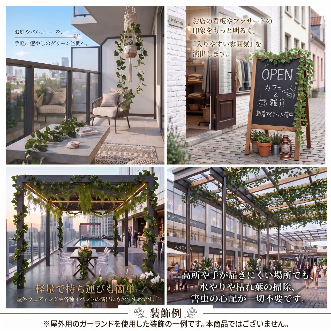 フェイクグリーン 屋外用 インテリアグリーン おしゃれ ガーランド