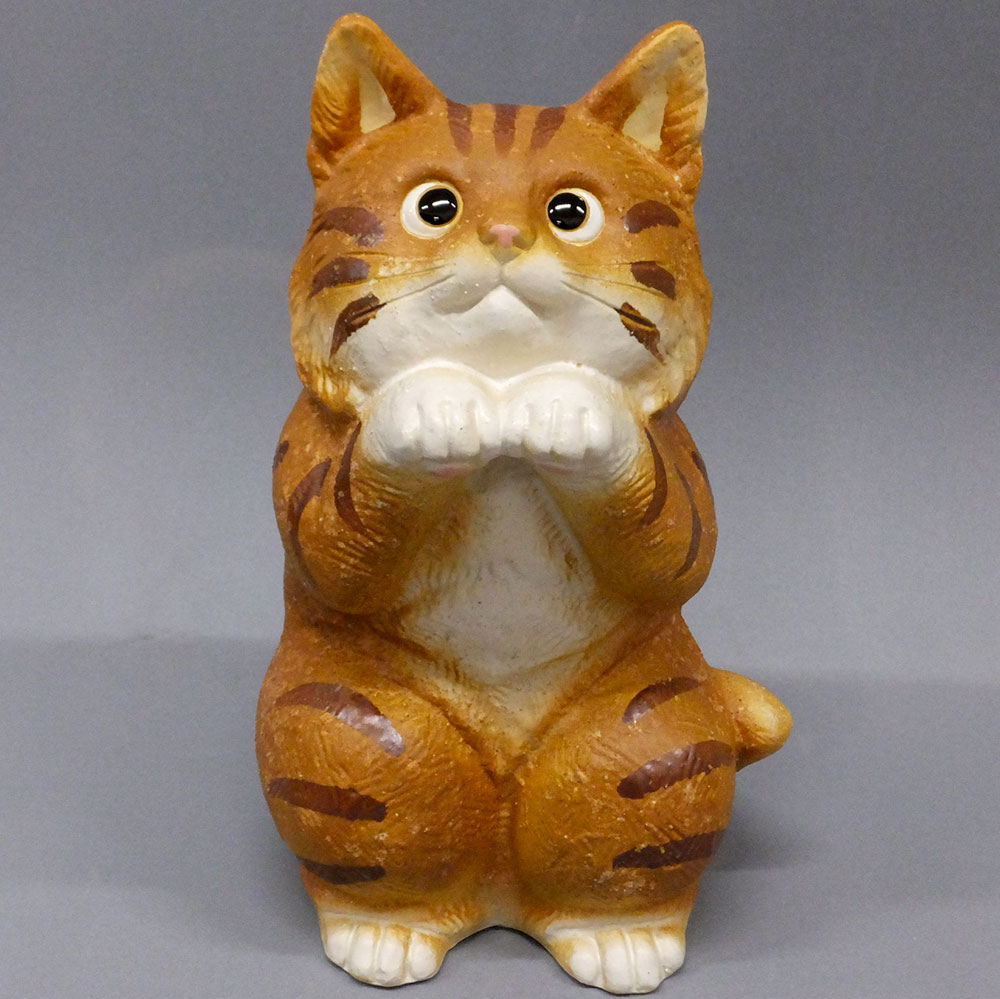 ねこ 猫 置物 信楽焼 おしゃれ 国産品 オブジェ 置き物 陶器 日本製