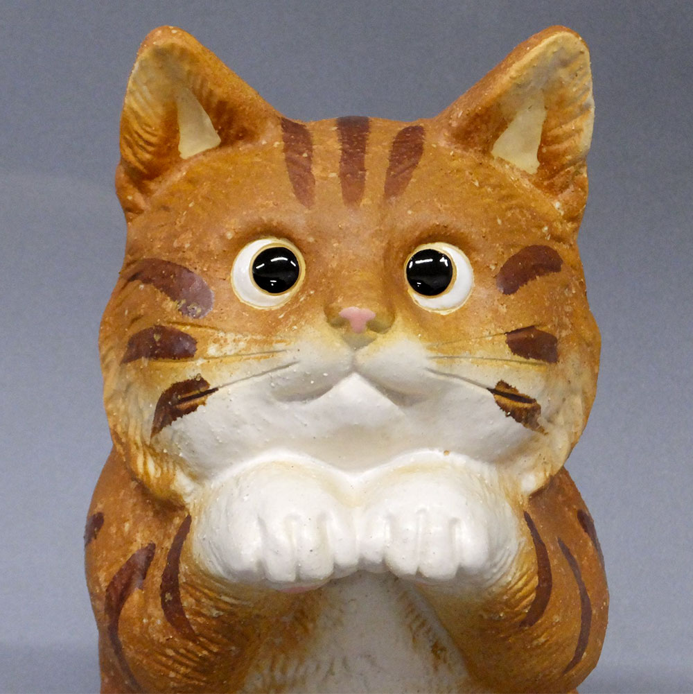 ねこ 猫 置物 信楽焼 おしゃれ 国産品 オブジェ 置き物 陶器 日本製
