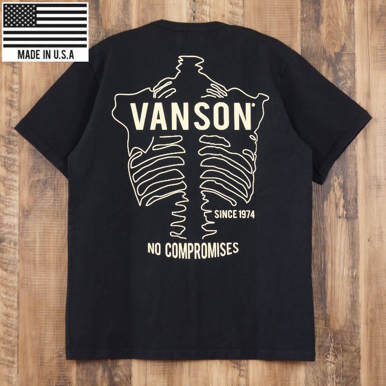ポイント10倍 VANSON バンソン USA 天竺 ヘビーオンス メンズ Tシャツ ヒューマンボー...