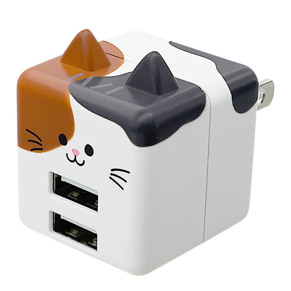 充電器 ACアダプター コンパクト Smart IC搭載 USB2ポート 2.4A 5V タイプA 猫耳 ネコミミ ネコ ねこ 猫 かわいい モバにゃー ラスタバナナ｜keitai-kazariya｜04