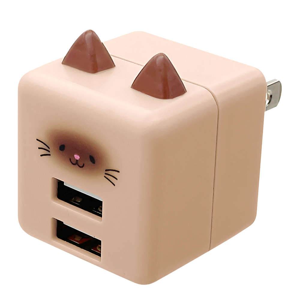 充電器 ACアダプター コンパクト Smart IC搭載 USB2ポート 2.4A 5V タイプA 猫耳 ネコミミ ネコ ねこ 猫 かわいい モバにゃー ラスタバナナ｜keitai-kazariya｜06