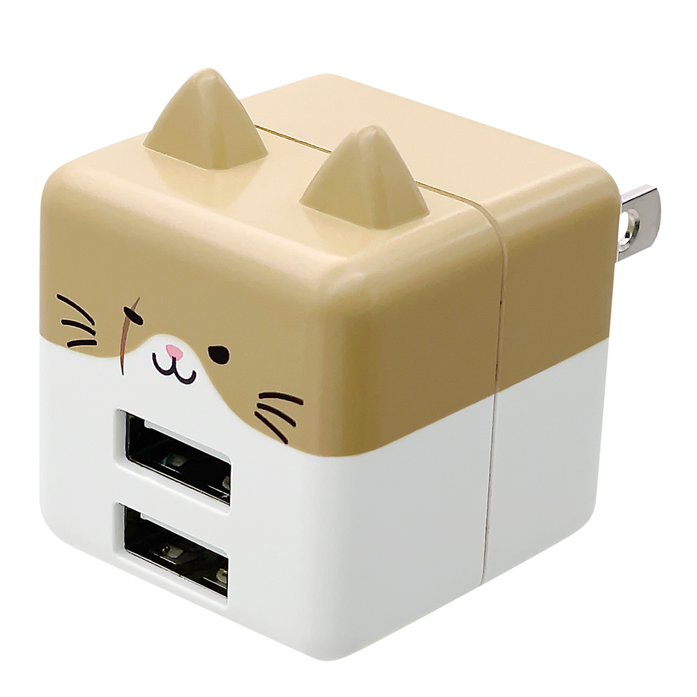 充電器 ACアダプター コンパクト Smart IC搭載 USB2ポート 2.4A 5V タイプA 猫耳 ネコミミ ネコ ねこ 猫 かわいい モバにゃー ラスタバナナ｜keitai-kazariya｜08
