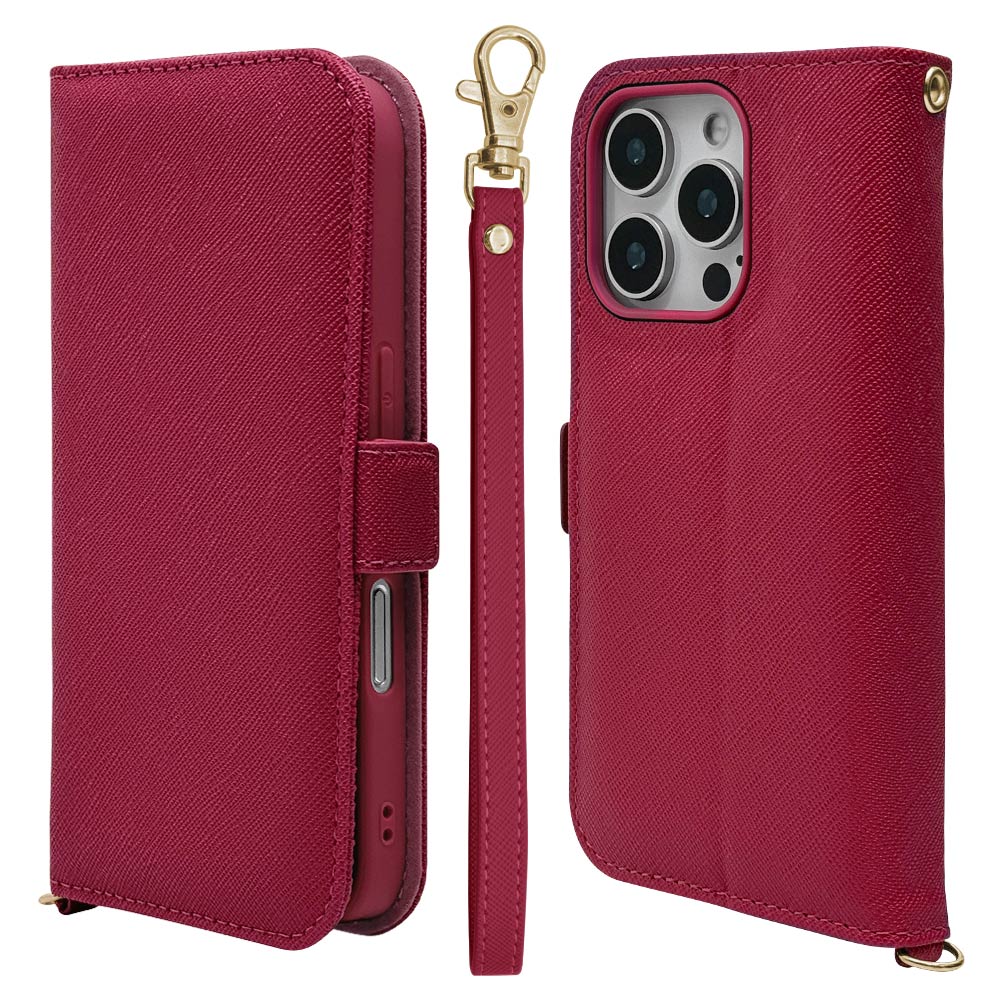 SoraBONAVENTURA iPhone16 Proケース&ストラップ iPhone 16 Pro) バックカバーケース シュリンクレザー