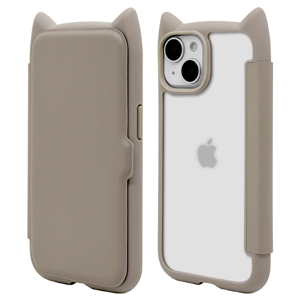 スマホケース iPhone15 14 13 手帳型 ハイブリッド フタ付き背面ケース mimi 猫耳 耐衝撃吸収 MIL規格 背面クリア カード入れ アイフォン ラスタバナナ | ラスタバナナ | 02