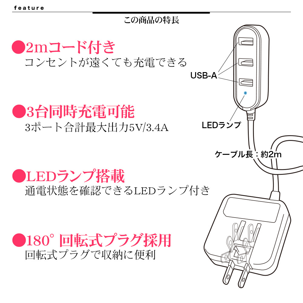 AC充電器 USB