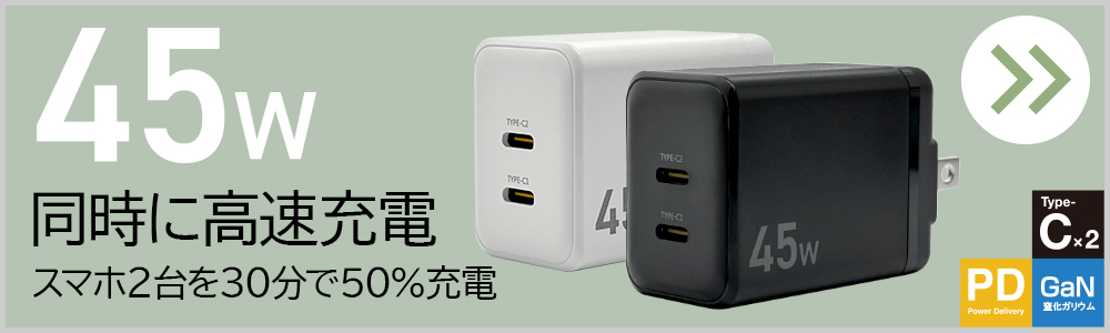 PD45W対応2ポート　AC充電器