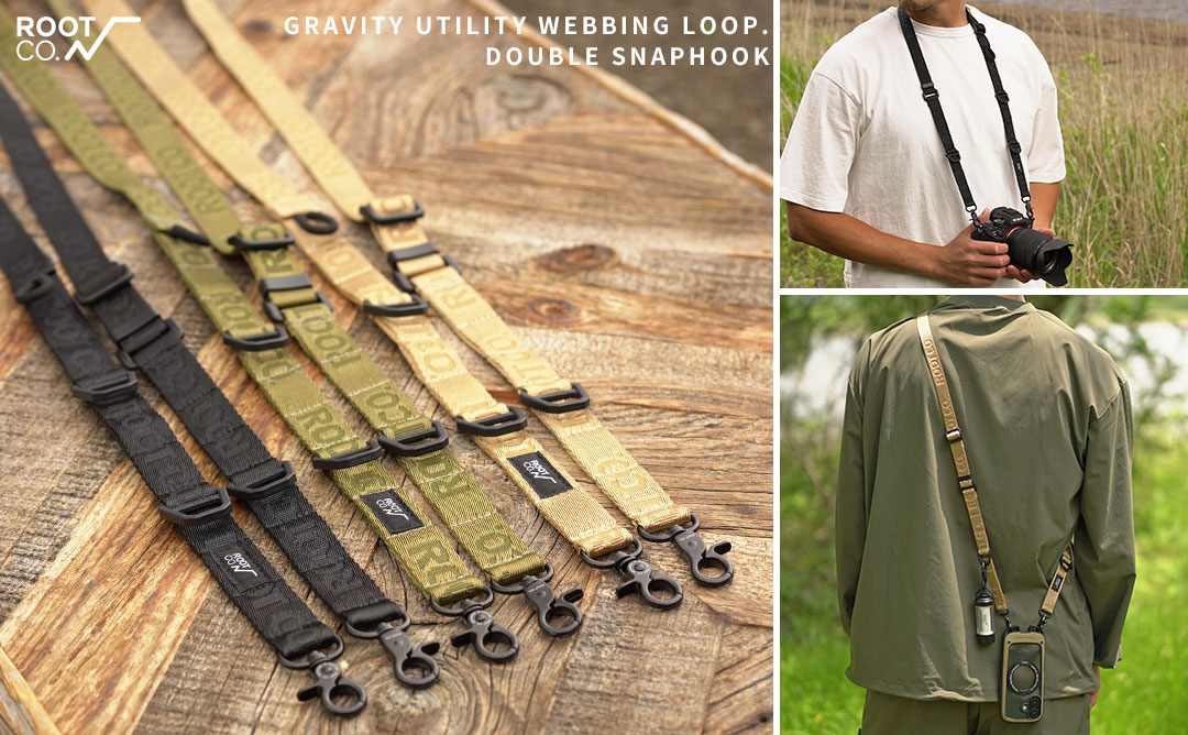 【新】ROOT CO. GRAVITY UTILITY WEBBING LOOP. / DOUBLE SNAPHOOK(ブラック)