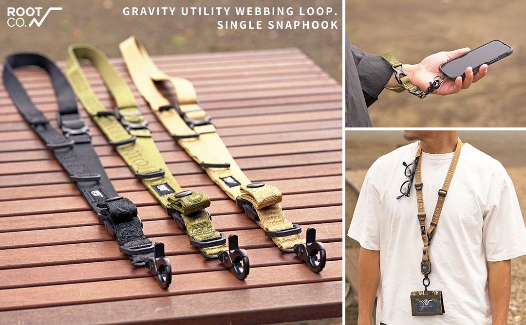【新】ROOT CO. GRAVITY UTILITY WEBBING LOOP. / SINGLE SNAPHOOK(ブラック)