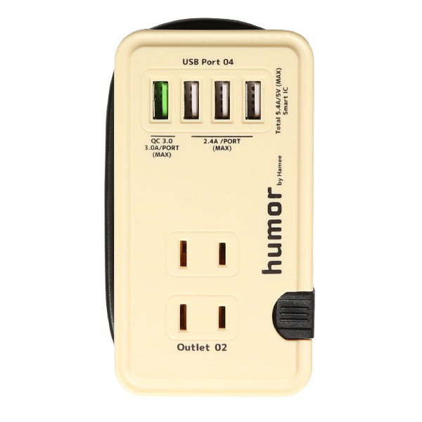 電源タップ 4 USB ポート 3 AC コンセント スマホ充電 充電器 humor