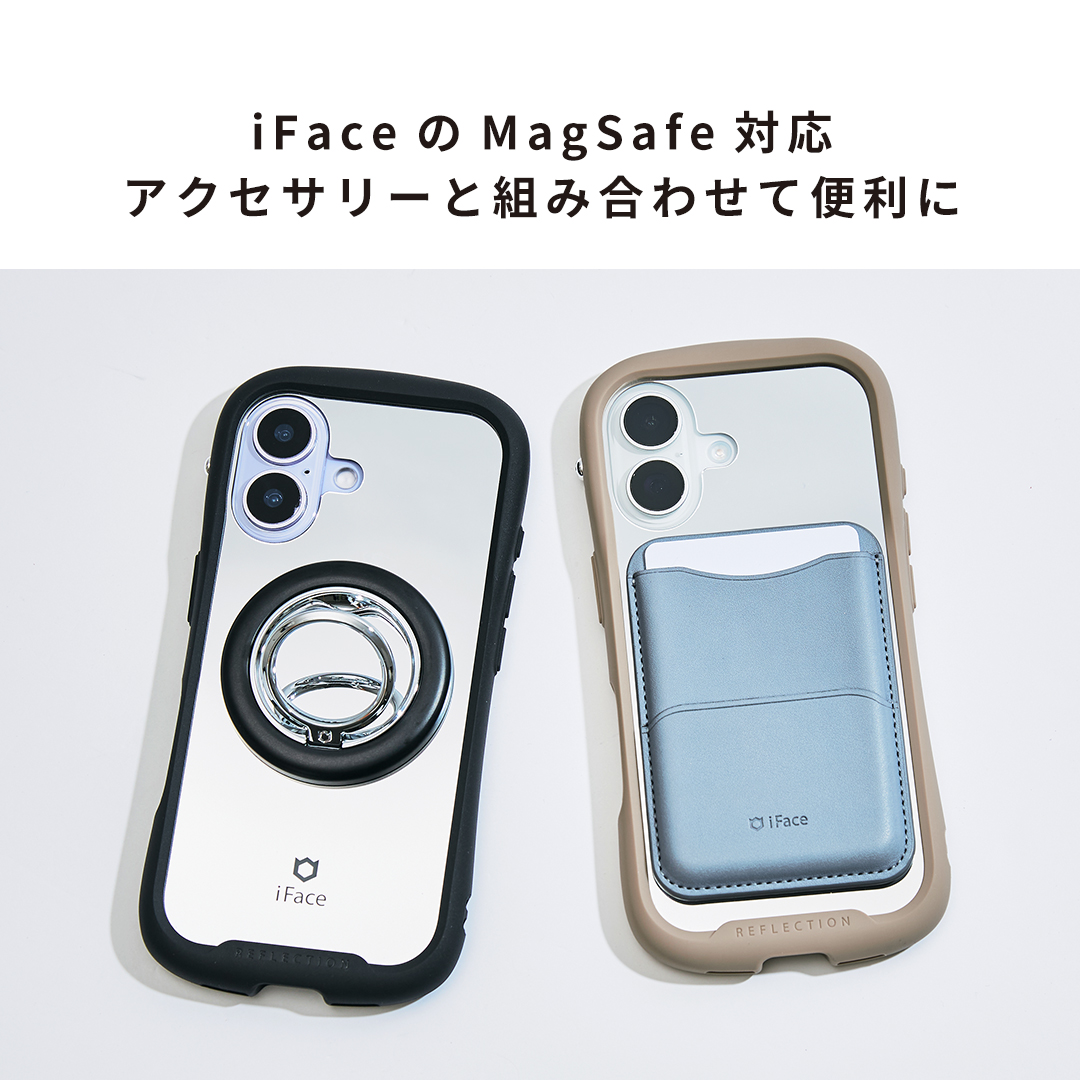 [iPhone 15/14/13専用]iFace Reflection Mirror MagSynq 強化ガラスクリアケース(ブラック)