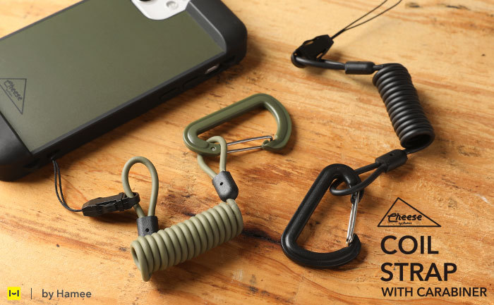 カラビナ付きコイルストラップ スマホ 落下防止 Cheese Coil カラビナ付きコイルストラップ スマホ 落下防止 Cheese Coil