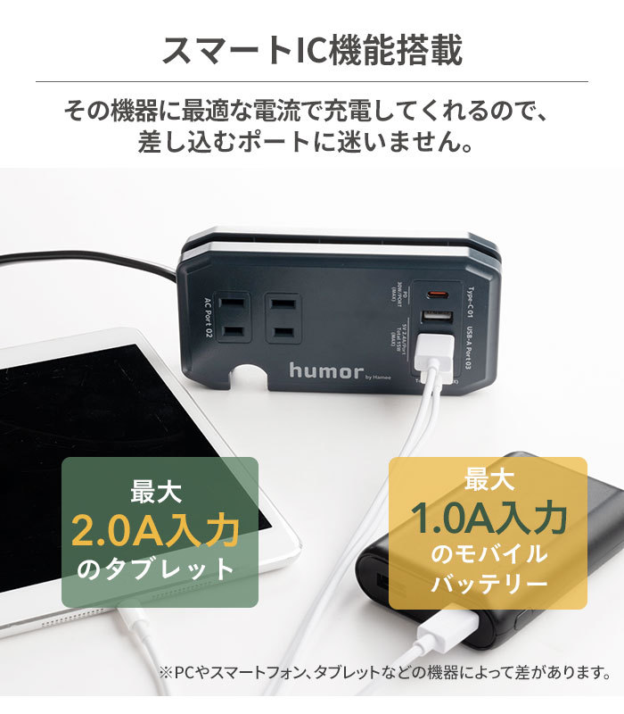 電源タップ usb付き おしゃれ ポータブル ac充電器 コンセント Type-C