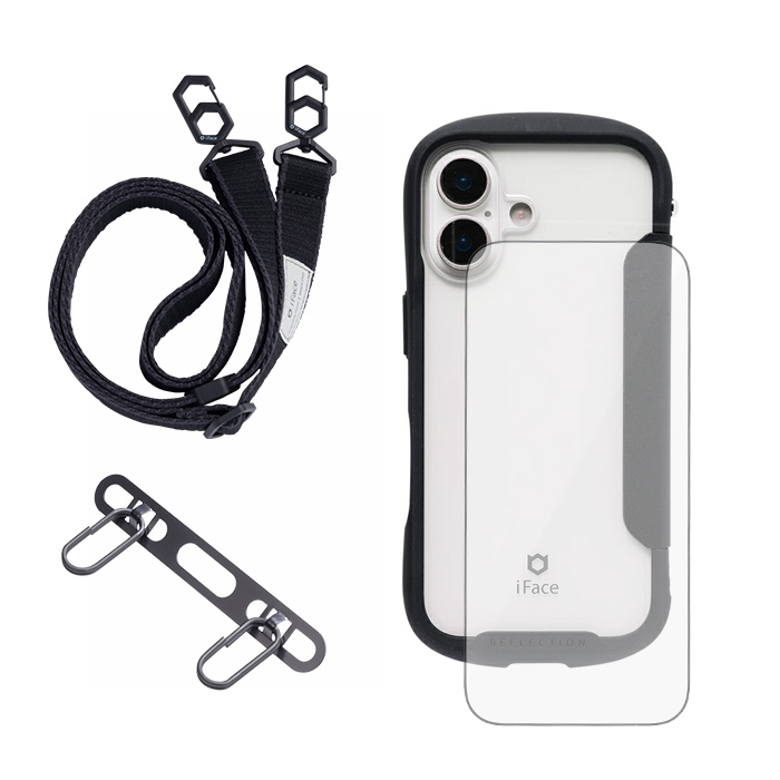 iFace スマホケース 手帳型 ショルダー ストラップ iPhone 16 15 14