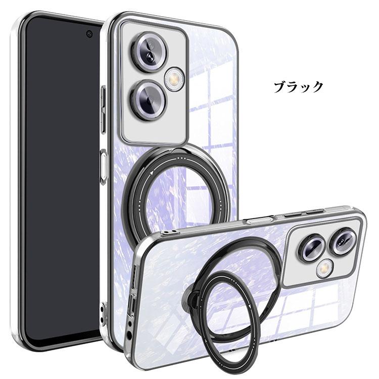 OPPO A79 5G クリアケース カメラ保護あり カバー メッキ 透明  一体型スマホリング付き スタンド機能 Qi充電 ワイヤレス充電 対応 背面ケース｜keitaicase｜04