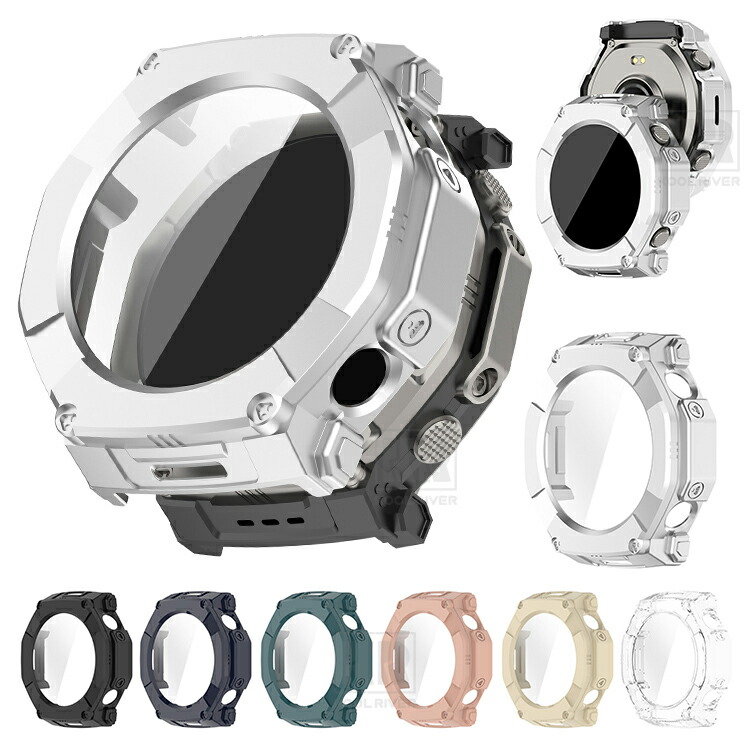 Insta Amazfit T-Rex Ultra�Ή� 2 �P�[�X �J�o�[ �t���ʋ����K���X �S�ʕی� �t���ی�P�[�X �P�F/�N���A �t�B������� �n�[�h�P�[�X �A�}�Y�t�B�b�g