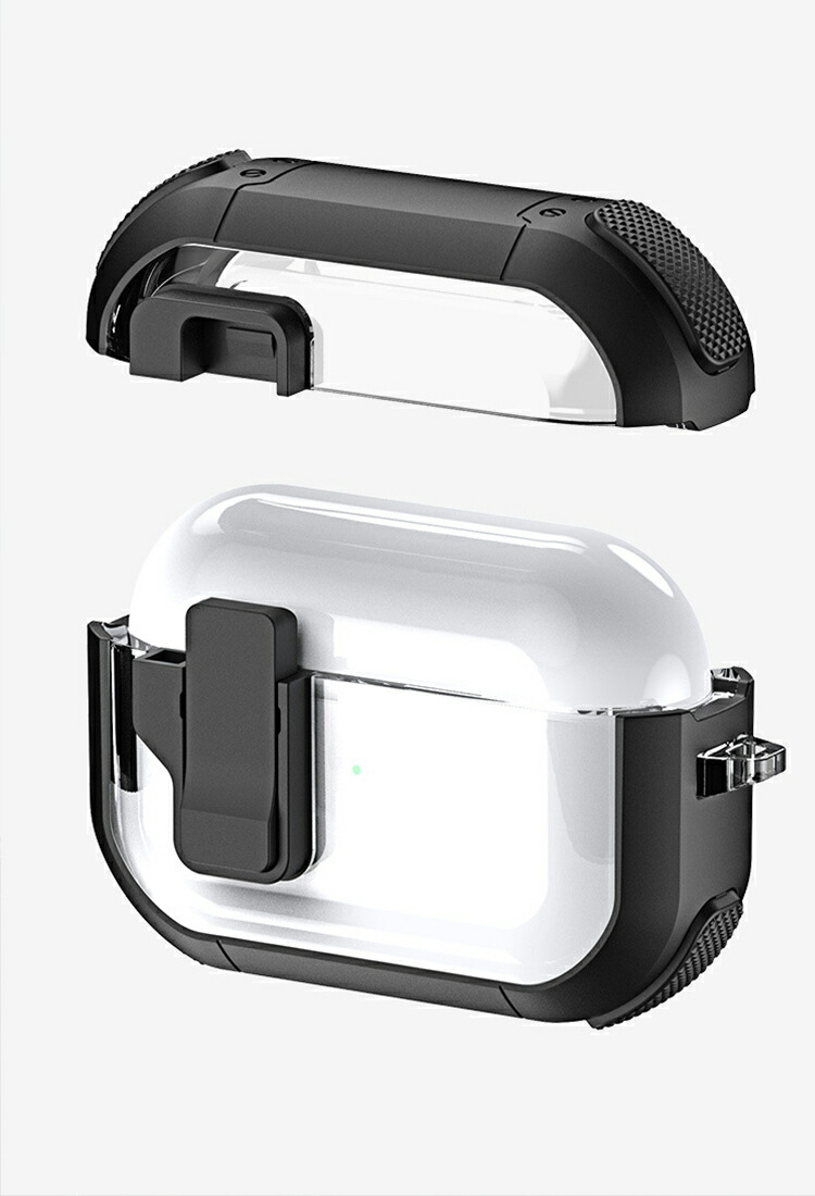 AirPods4 クリア ケース AirPods 4 保護カバー 透明 カラビナ付き TPU