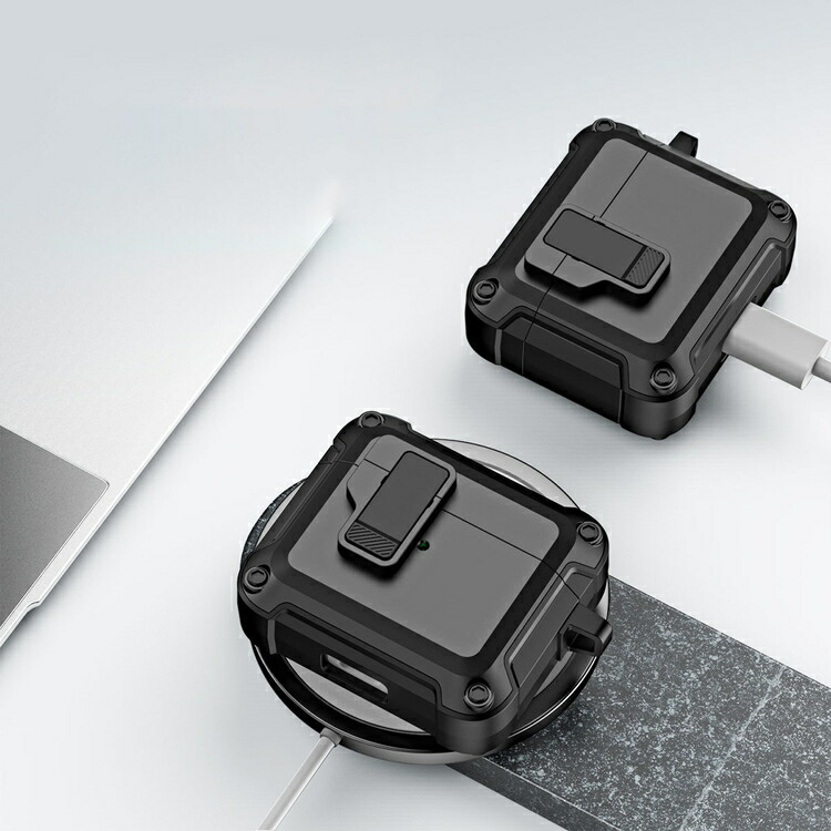 AirPods4 ケース AirPods 4 保護カバー 2重構造 Qi充電 ワイヤレス充電