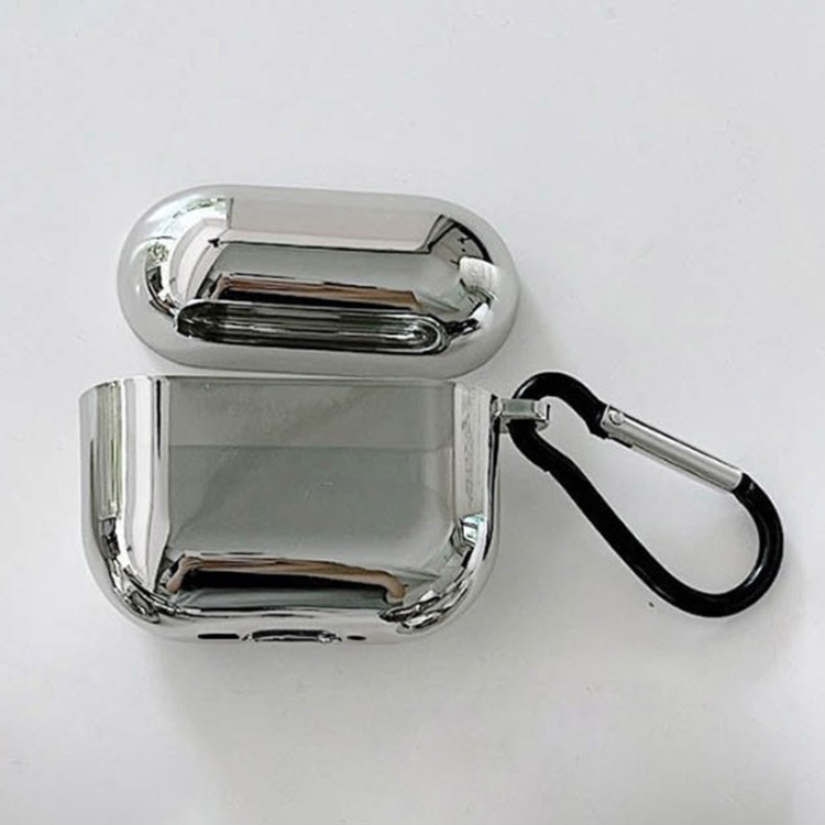 AirPods4 ケース AirPods 4 カバー TPU シンプル カラビナ付き メッキ
