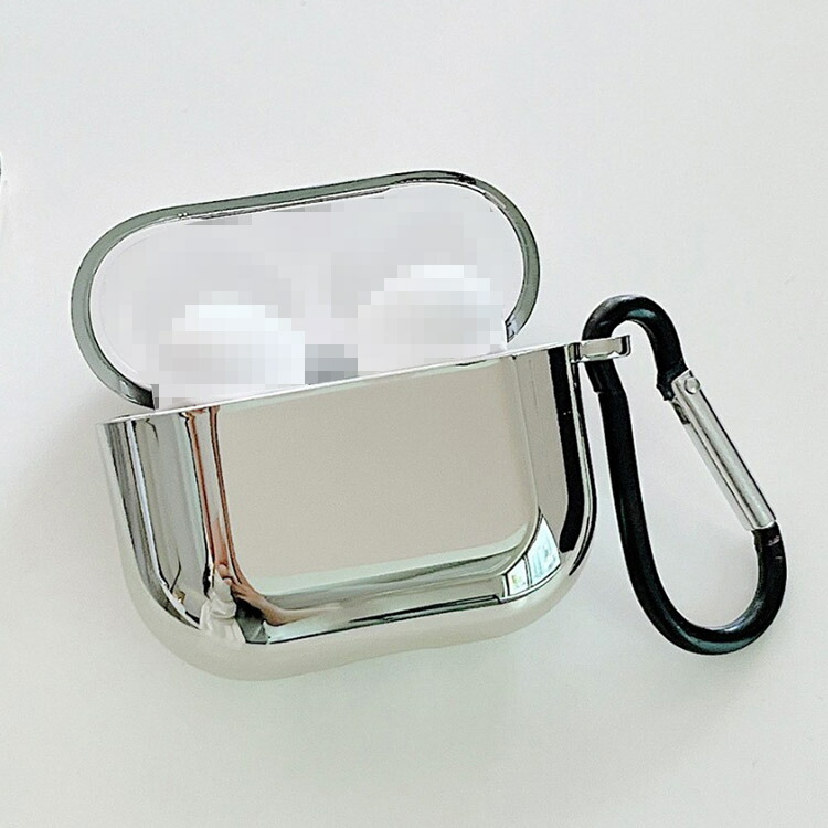 AirPods4 ケース AirPods 4 カバー TPU シンプル カラビナ付き メッキ