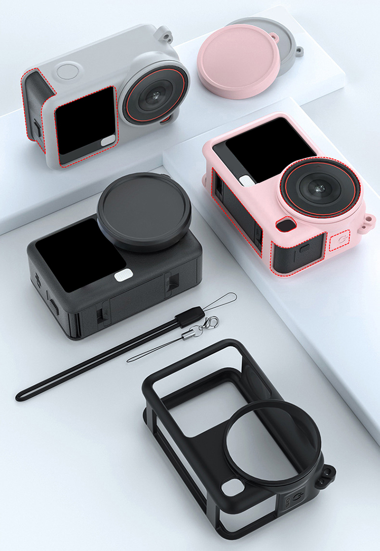 dji osmo action 6 ケース シリコンケース + レンズ保護 耐衝撃 カバー