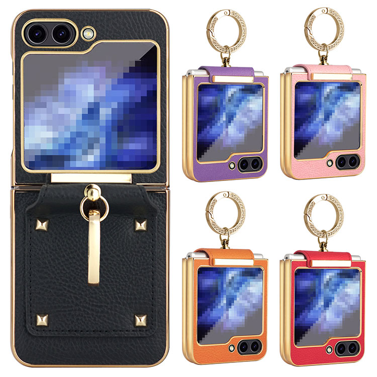 Galaxy Z Flip5 �P�[�X PU���U�[ ��ʕی십���K���X��̌^ ���C���X�g�[�� �V���v�� �����O�t�� ���킢�� �G���K���g ���f�B�[�X �n�[�h�P�[�X