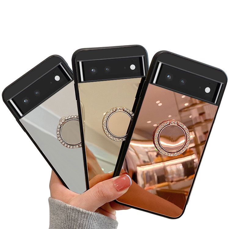 Google Pixel 6a 本体のみ 美品　ケース付き Pixel6a ケース/カバー 背面ミラー リング付き スタンド機能 かわいい