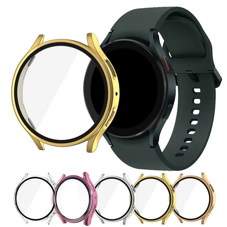 Galaxy Watch 5 ケース ギャラクシーウォッチ 5 40mm/44mm カバー 強化ガラス（ガラスフィルム）付き 全面保護 液晶保護ケース フィルム一体 メッキ｜keitaicase
