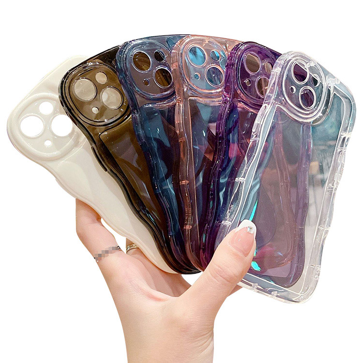 iPhone16 ケース ウェーブ 波型 なみなみ 波状 耐衝撃 TPU ソフトケース 半透明 シンプル 保護ケース かわいい レディース | 