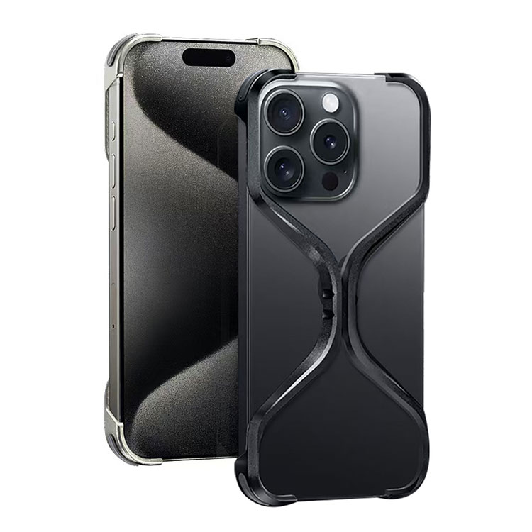 iPhone16 ケース アルミ コーナーバンパー 角 保護 メタル 金属