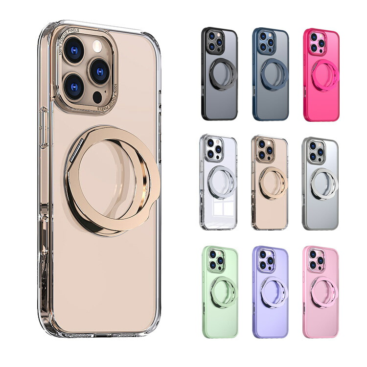 iPhone16 ケース カバー 一体型リング付き 背面半透明 Qi充電 iPhone16 ケース カバー 一体型リング付き 背面半透明 Qi充電