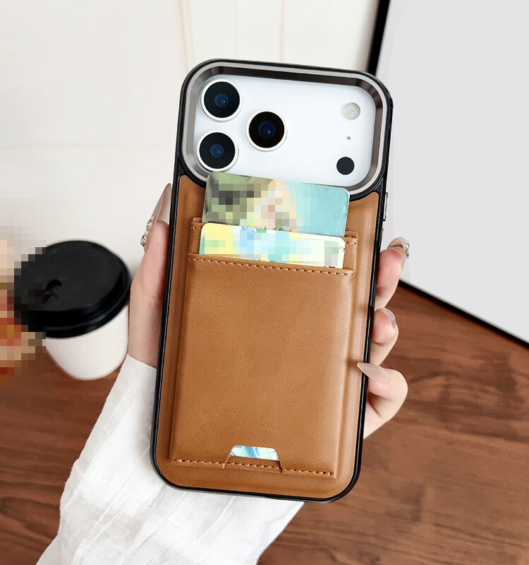 iPhone17 ケース カバー PUレザー 背面PUレザーケース カード収納