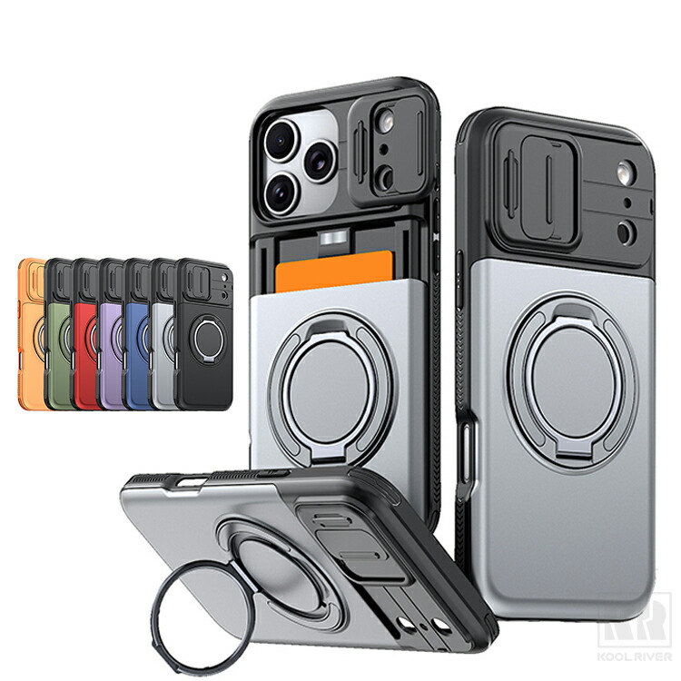 iPhone18 �P�[�X �ϏՌ� �J�o�[ 18Pro/18ProMax/Air 2 �X���C�h���J���������Y�J�o�[�t�� �����Y�ی� ��̌^�����O�t�� �X�^���h�@�\ �J�[�h���[
