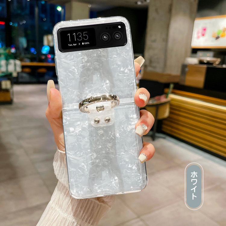 Moto Razr 40 ケース カバー 40s リング付き かわいい ホログラム