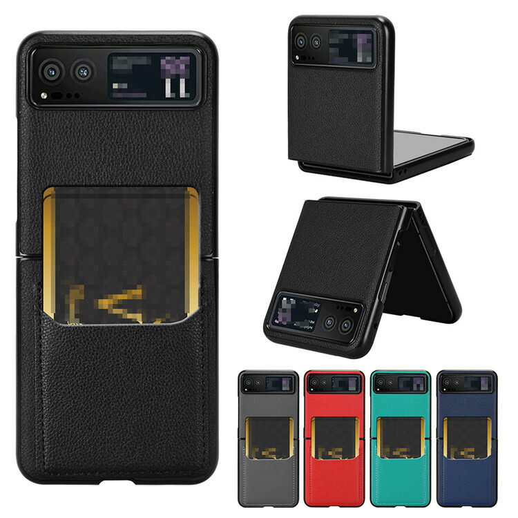 Moto Razr 40/Moto Razr 40s �P�[�X �܂肽���݌^ �J�[�h���[�t�� PU���U�[+�v���X�`�b�N �X�g���b�v�z�[���t�� ���g���[�� ���[�U�[40 �A���h���C�h