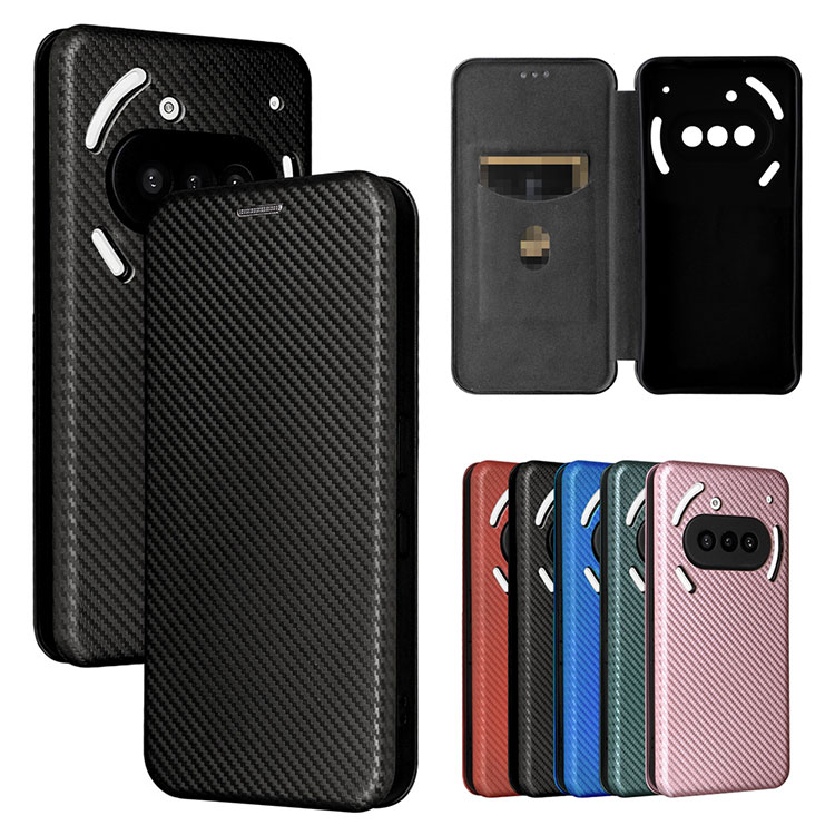 Nothing Phone 3a ケース Pro 手帳型カバー PUレザー カーボン調