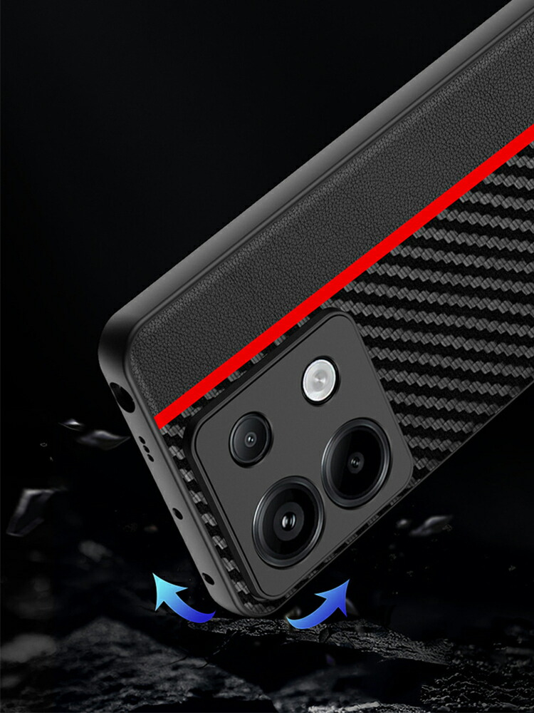 Redmi Note 13 Pro 5Gケース カバー 耐衝撃 耐衝撃 PUレザー カーボン調 ストラップホール付き 小米 シャオミ レッドミー ノート13 プロ アンドロイド｜keitaicase｜05
