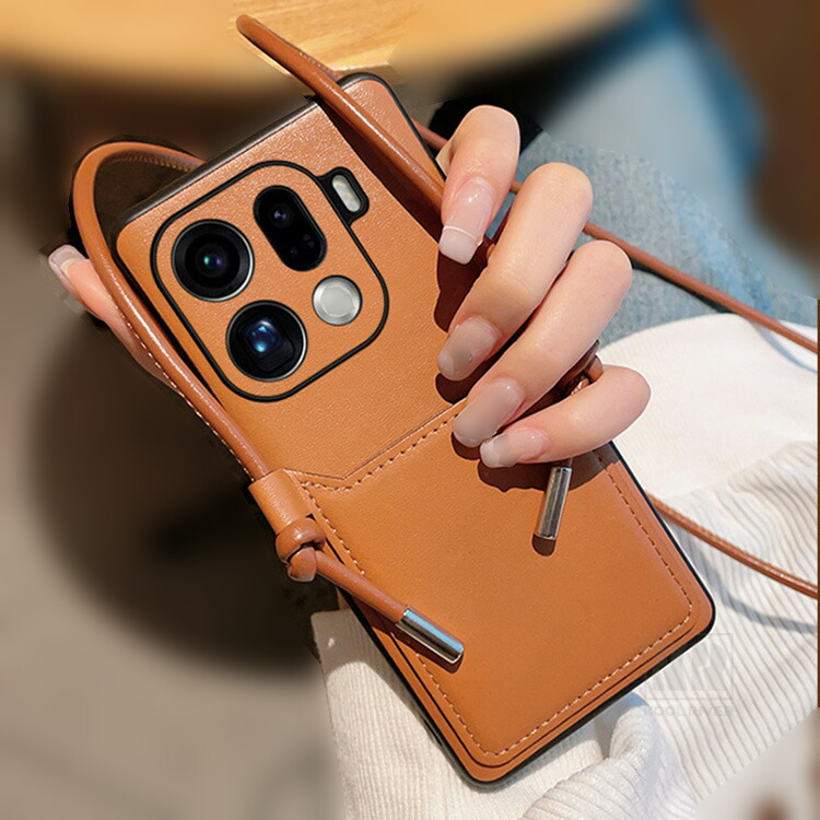 OPPO Find X9 ケース スマホショルダー 耐衝撃 Pro カバー PUレザー