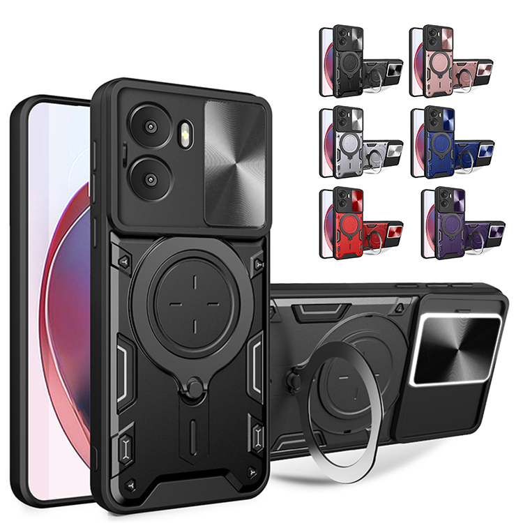POCO X7 Pro �P�[�X �ϏՌ� �J�o�[ �}�O�l�b�g���ԍڃz���_�Ή� �X���C�h���J���������Y�J�o�[�t�� �����Y�ی� �X�^���h�@�\ ��̌^�����O�t�� 2�d�\��