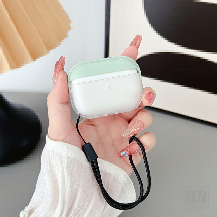 AirPods Pro 3 耐衝撃 ケース 第3世代 カバー ストラップ付き クリア