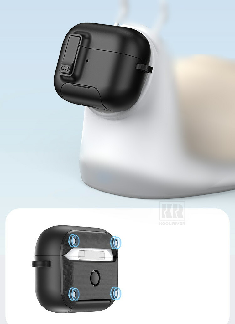 AirPods Pro 3 耐衝撃 ケース 第3世代 カバー カラビナ付き 2重構造 Qi