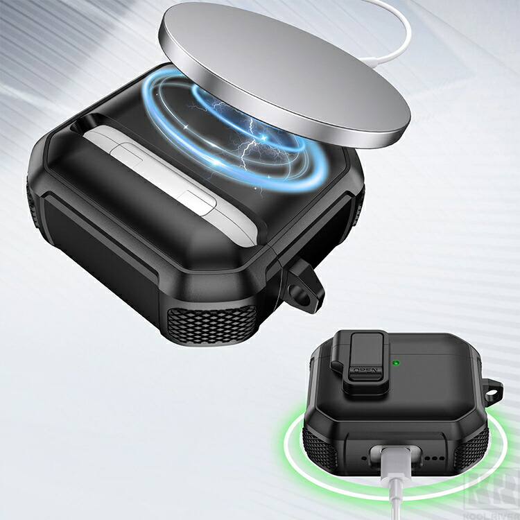 AirPods Pro 3 耐衝撃 ケース 第3世代 カバー カラビナ付き 2重構造 Qi