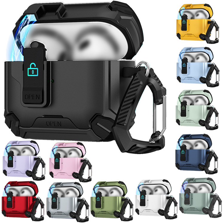 正規品 Apple AirPods Pro 第3世代 対衝撃性カバー付き AirPods Pro 3 耐衝撃 ケース 第3世代 カバー カラビナ付き 2重構造 Qi