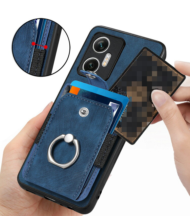 POCO F7 PUレザー カード収納 リング付き スタンド機能 シンプル