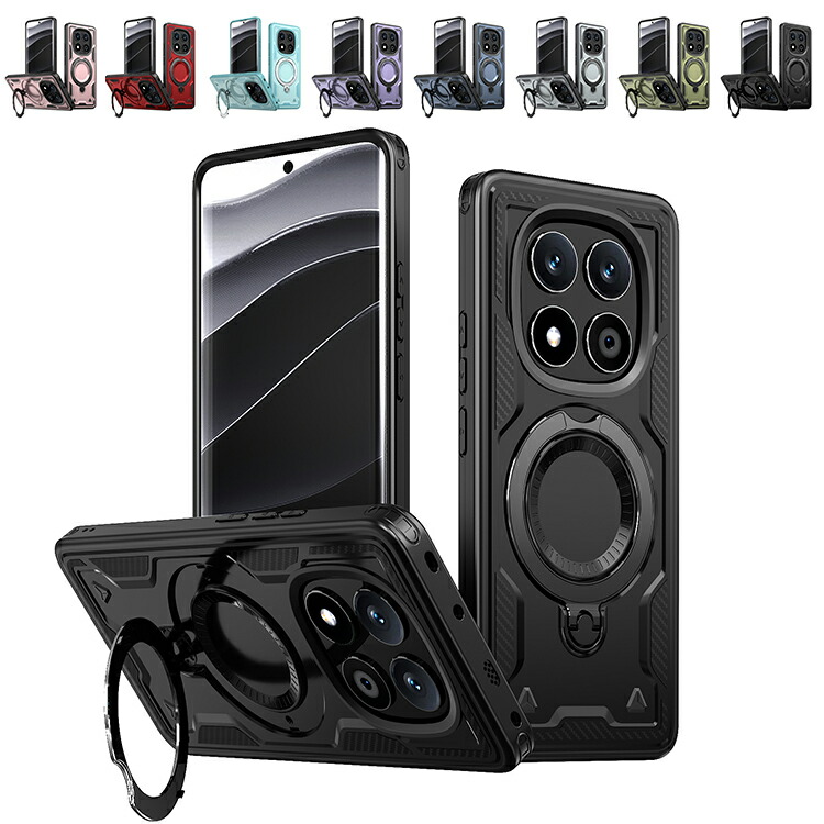Redmi Note 14 Pro+ 5G �P�[�X �ϏՌ� �J�o�[  Qi�[�d ���C�����X�[�d �Ή� ��̌^�����O�t�� �X�^���h�t�� 2�d�\�� �X�g���b�v��