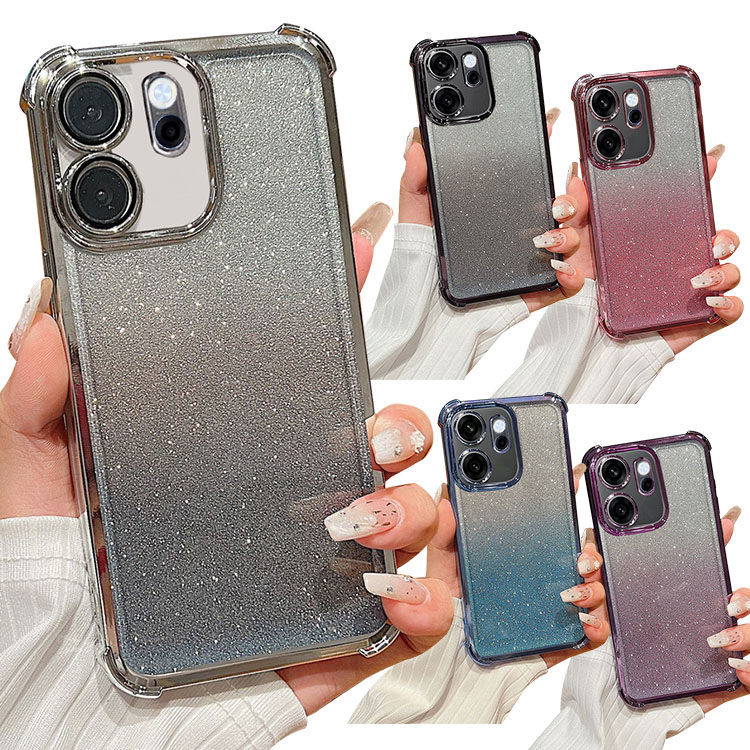 OPPO Reno15 A 5G �P�[�X �J�o�[  �O���b�^�[ �O���f�[�V���� ���b�L TPU �\�t�g�P�[�X �p�ی� �R�[�i�[�o���p�[ �X�g���b�v�� ����