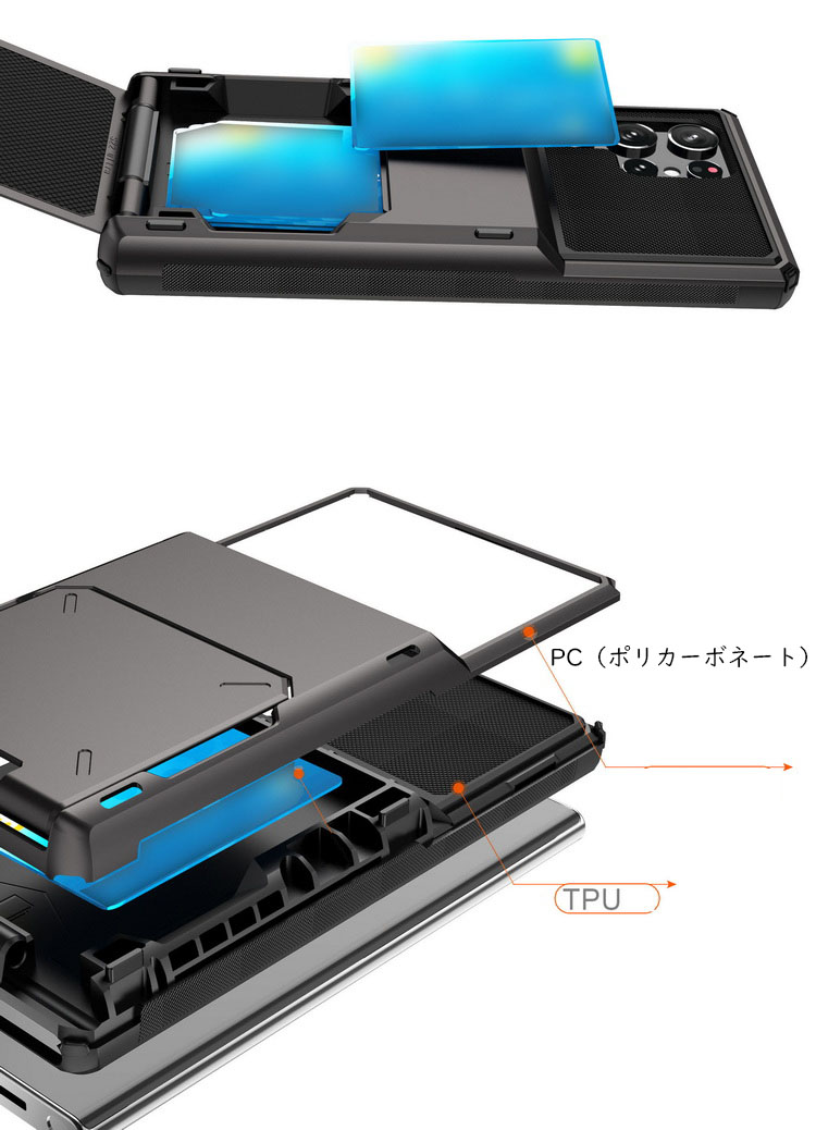 Galaxy S22/S22＋/S22 Ultra 耐衝撃ケース/耐衝撃カバー TPU 2重構造 カード収納 ギャラクシー S22/S22 プラス/S22 ウルトラ おすすめ おしゃれ｜keitaicase｜05