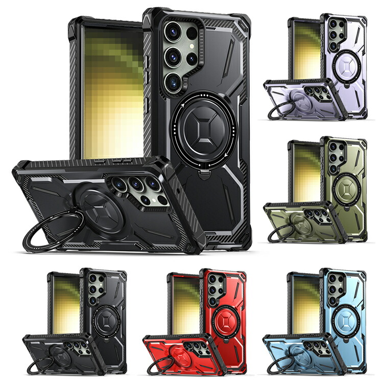 Galaxy S25 �P�[�X �ϏՌ� S25+ S25 Ultra �J�o�[ Qi�[�d ���C�����X�[�d �Ή� �V���v�� �w�ʃP�[�X �X�^���h�@�\ �����O�t�� 2�d�\��  Samsung �T���X��